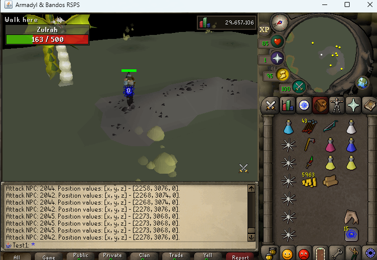 Boss fight in an OSRS RSPS — Zulrah in PVP RSPS